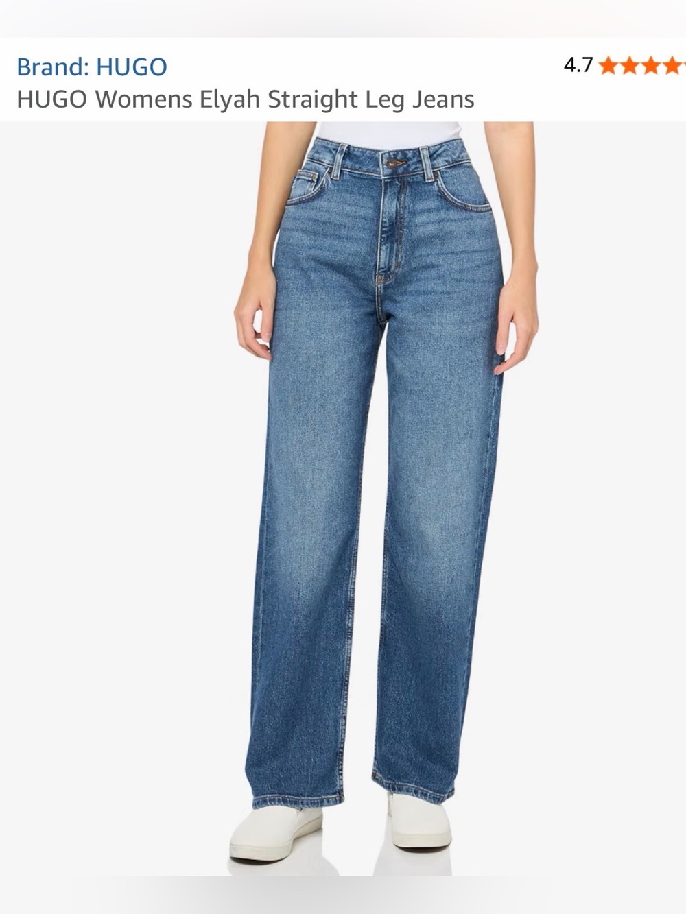 HUGO Elyah High-Rise Straight Leg Jeans - Medium Blue